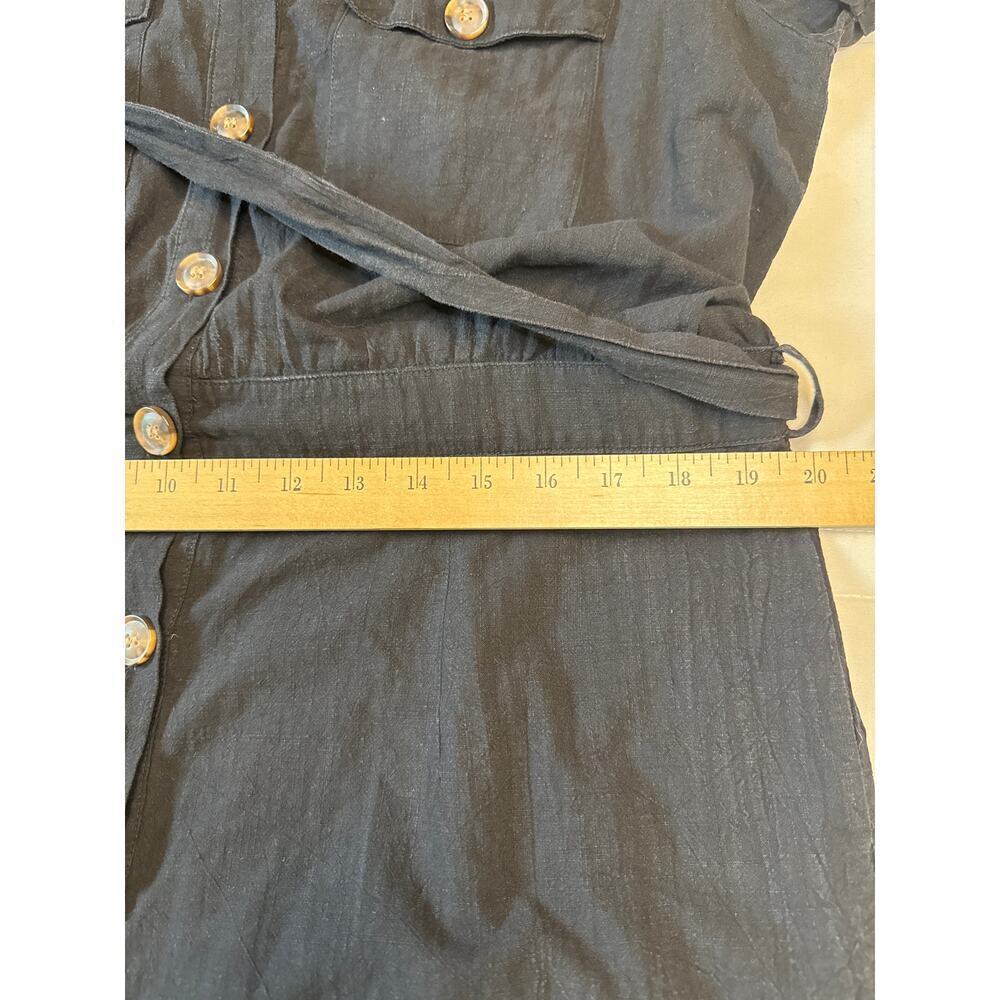 One Piece Women's Black Romper Shorts Belt Tie Button Up With Pockets Size XL - Picture 9 of 12